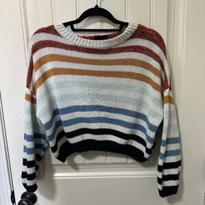 Lumiere Women's Multicolor Striped Crew Neck Sweater